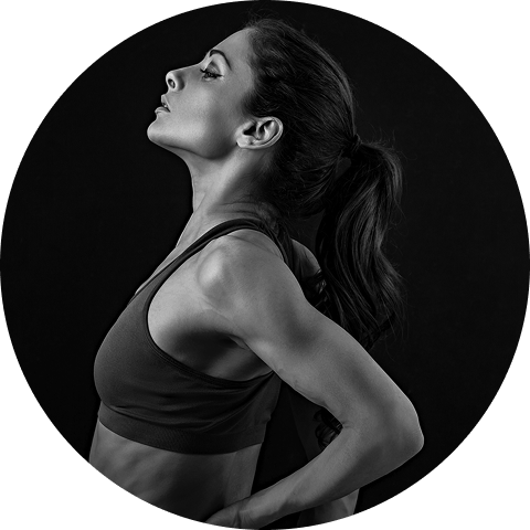 Woman doing a workout - black & white photo